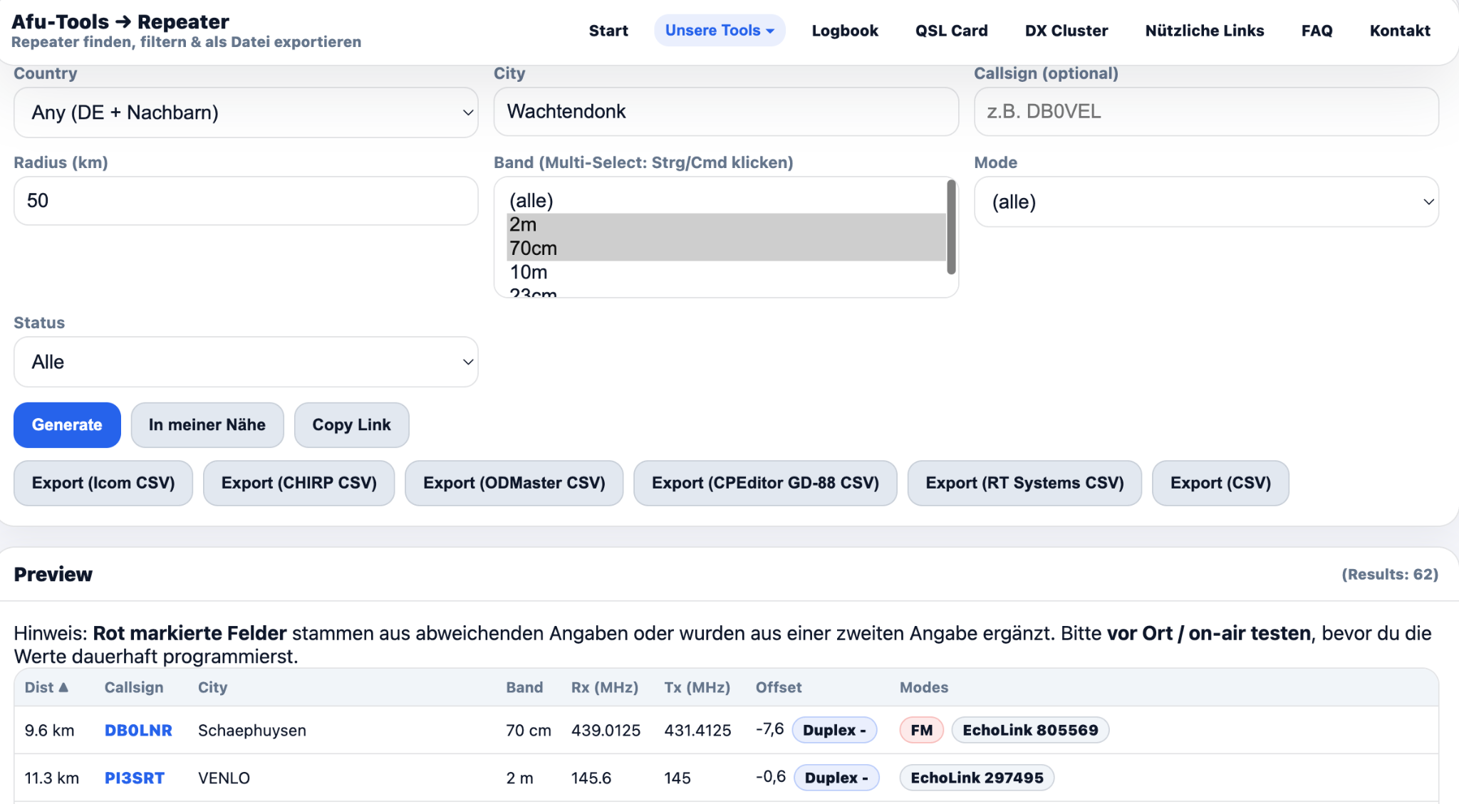 AFU-Tools Repeater Finder